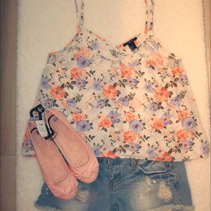 Forever 21 Floral Spaghetti Strap Top Size Small